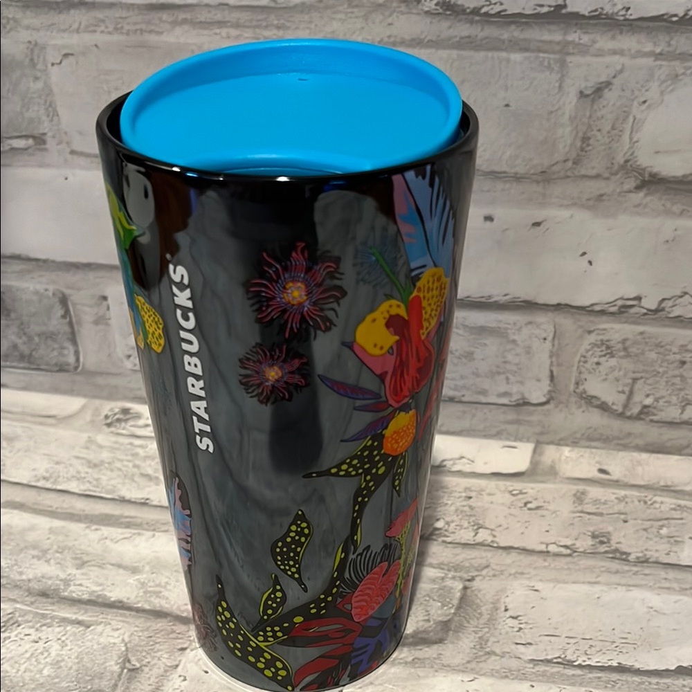 Starbucks Black Tumbler 12 oz vibrant flowers 2023 coffee traveler - Picture 4 of 12